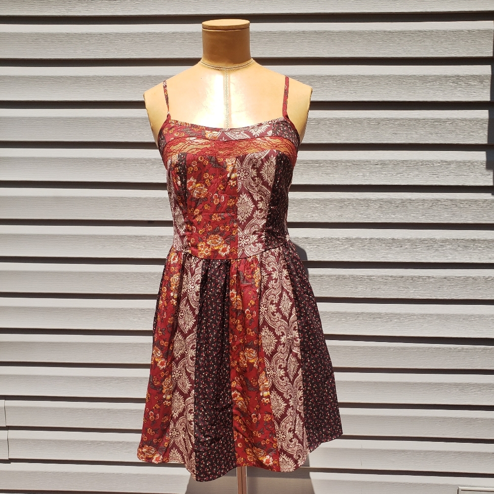 NWOT Multi Print Structured Silky Sun Dress